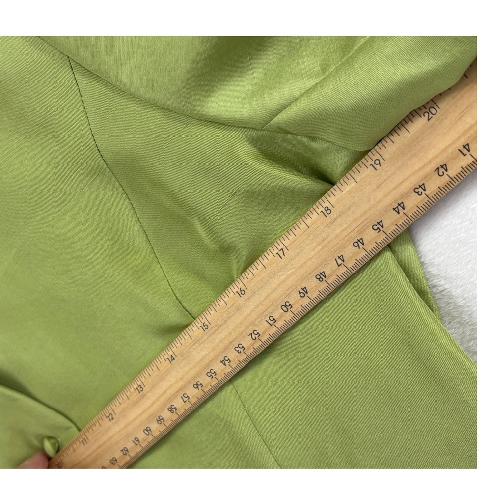 ADRIANNA PAPELL 100% SILK Green Blazer Vintage Top Womens 8 Office Work Y2K 90s - Picture 7 of 8